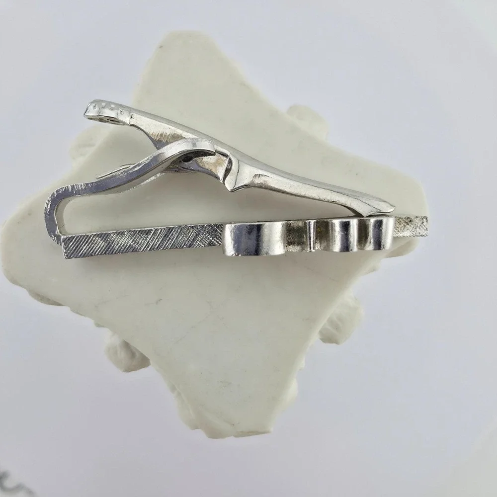 Vtg SWANK 'Bill' Name Tie Clip Tie Bar Tie Clasp Textured Silver Tone FREE $HIP!